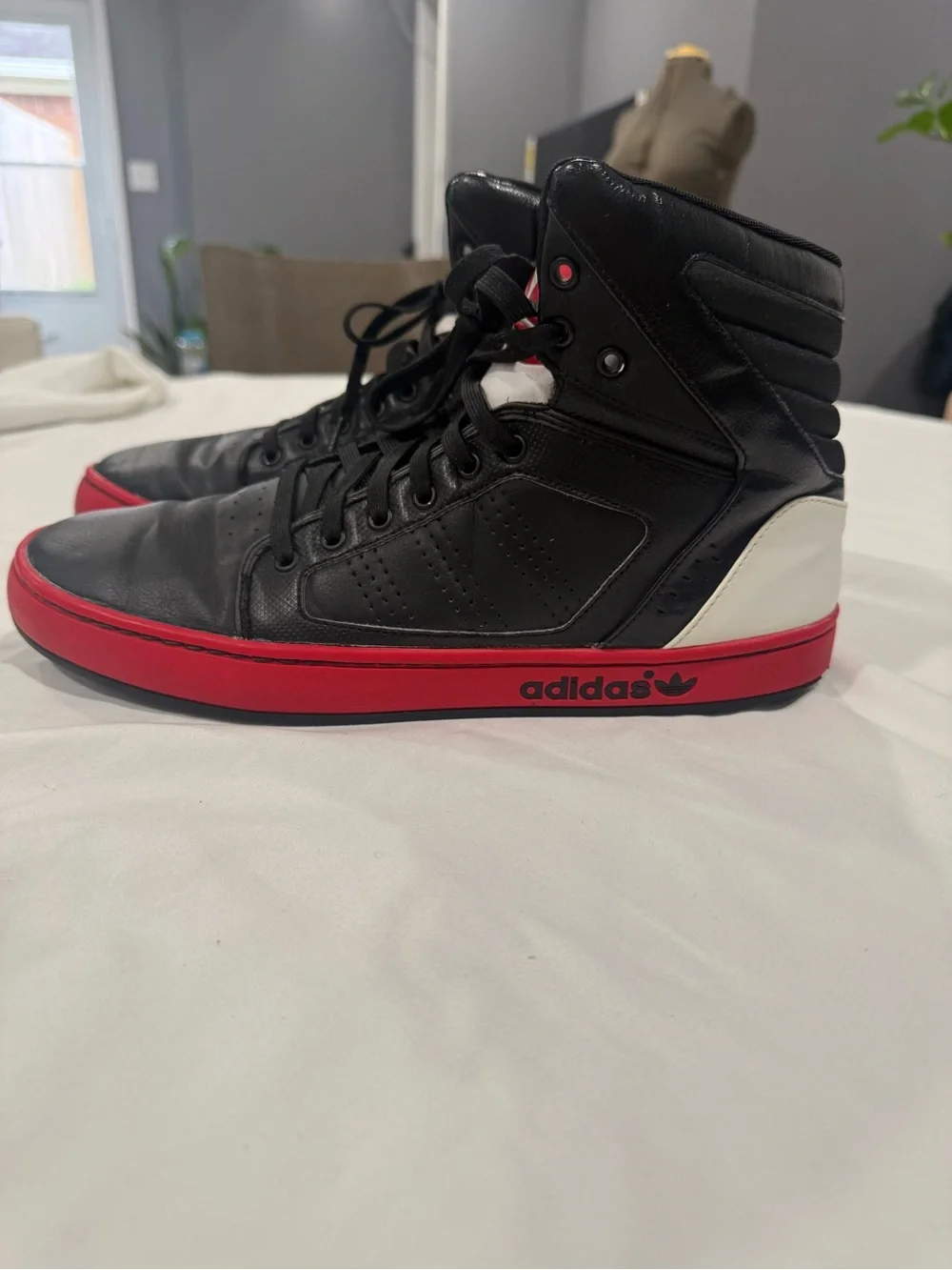 adidas Black and Red High-Top Sneakers